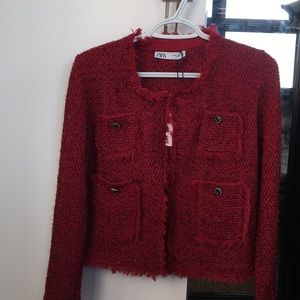 ZARA red knit jacket